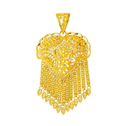 14K Yellow Gold Indian Style Heart Pendant