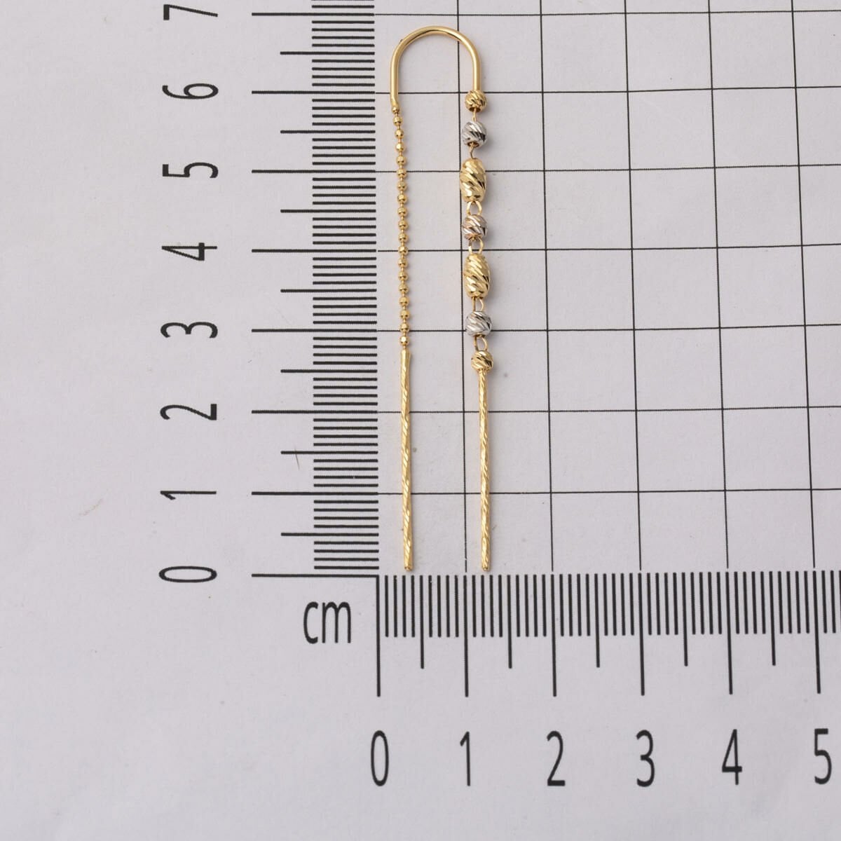 14K Yellow Gold Two-Tone Gold Bead Dangle Earrings