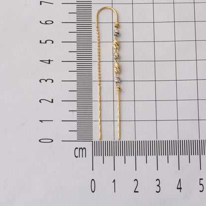 14K Yellow Gold Two-Tone Gold Bead Dangle Earrings
