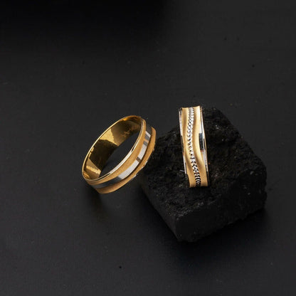 14K Yellow Gold Two-Tone Men's Wedding Band