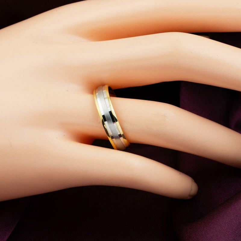 14K Yellow Gold Two-Tone Men's Wedding Band Ring