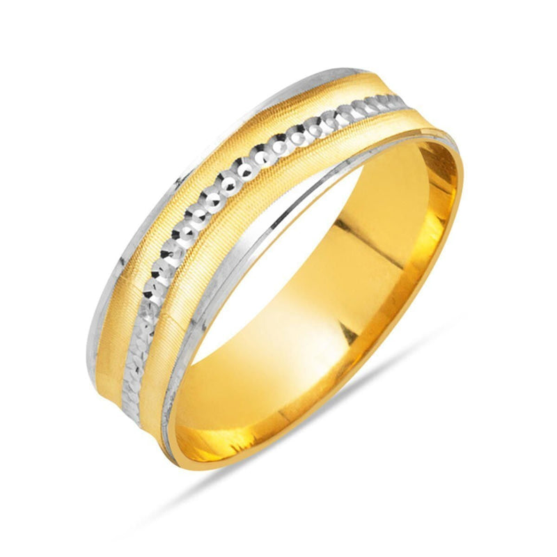 14K Yellow Gold Two-Tone Women's Wedding Band Ring