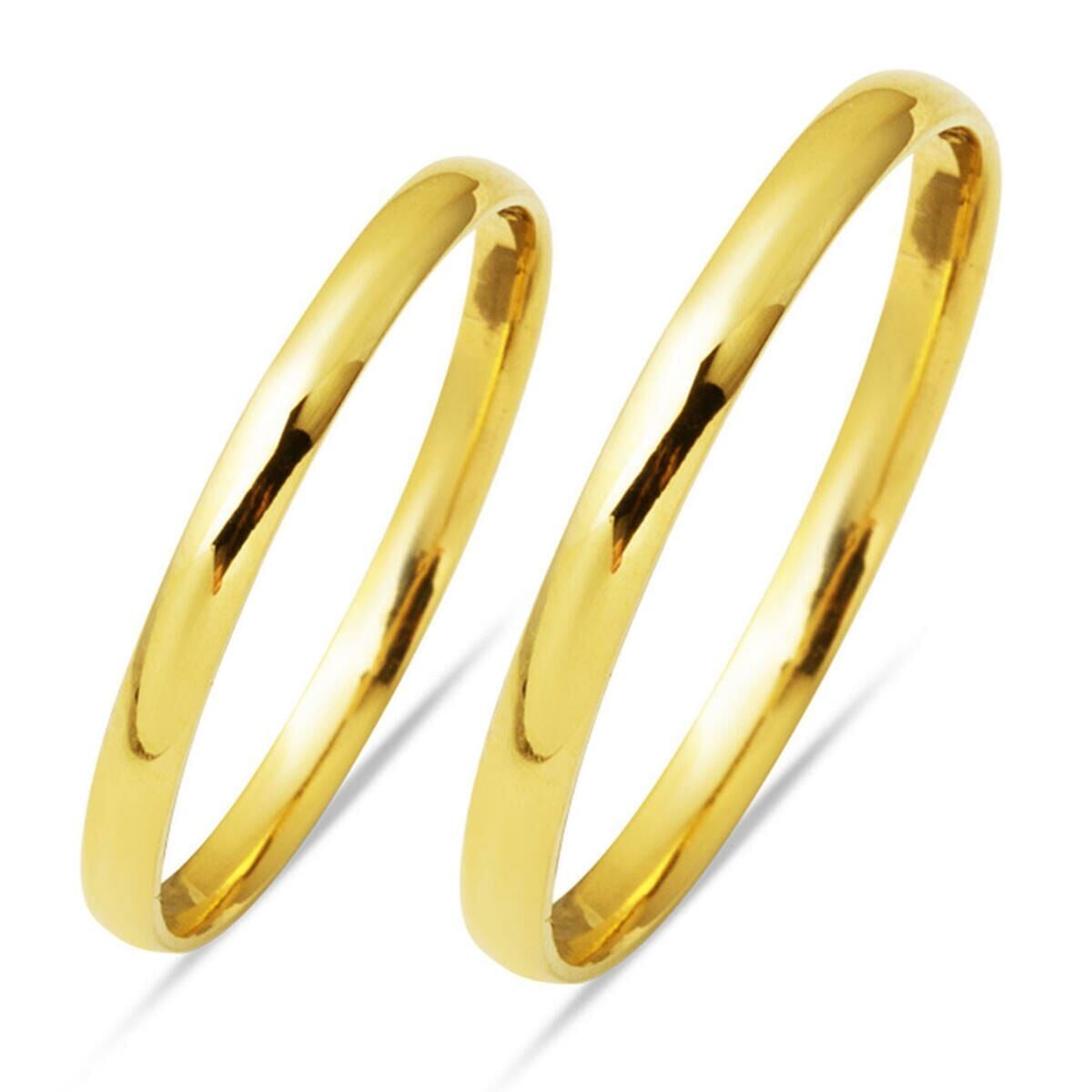 14K Yellow Gold Thin Double Classic Wedding Band Ring 2 mm