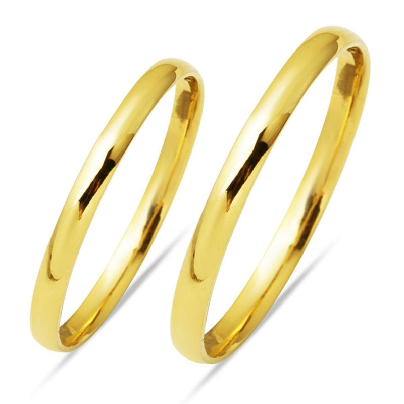 14K Yellow Gold Thin Double Classic Wedding Band Ring 2 mm