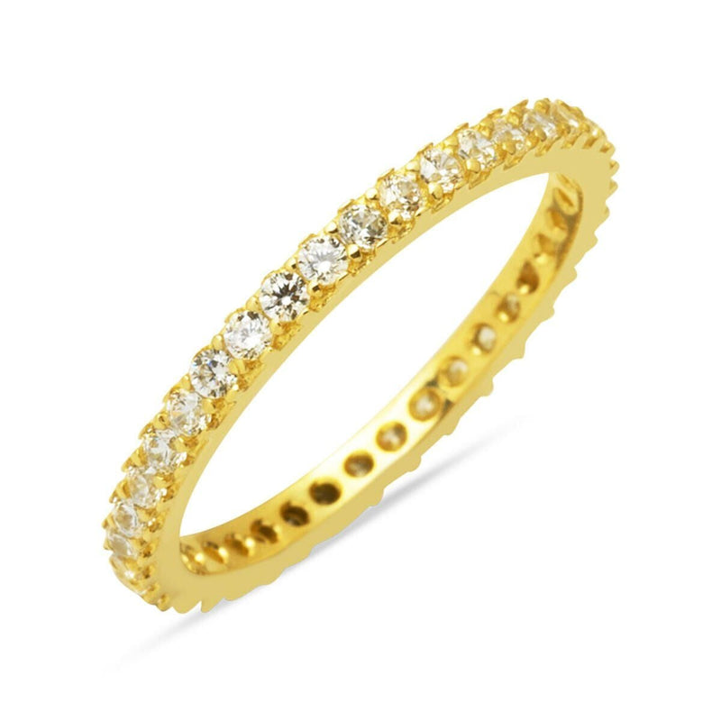 14K Yellow Gold Thin Design Full Eternity Cubic Zirconia Ring