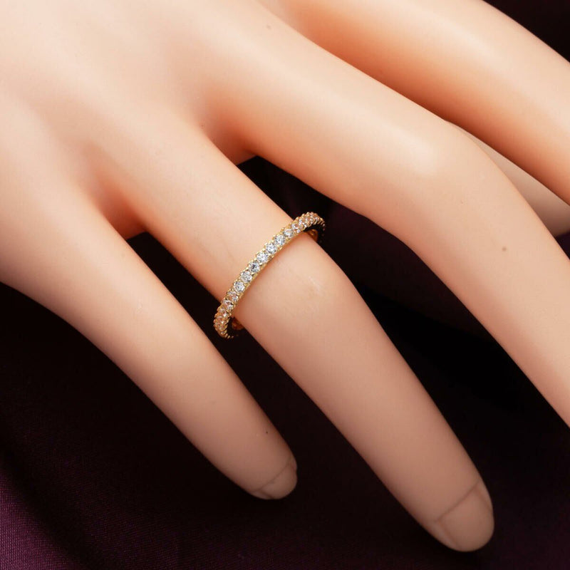 14K Yellow Gold Thin Design Full Eternity Cubic Zirconia Ring