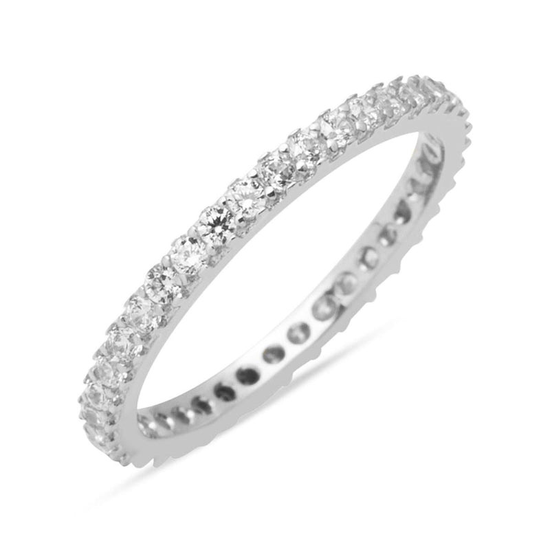14K White Gold Thin Full Eternity Cubic Zirconia Ring