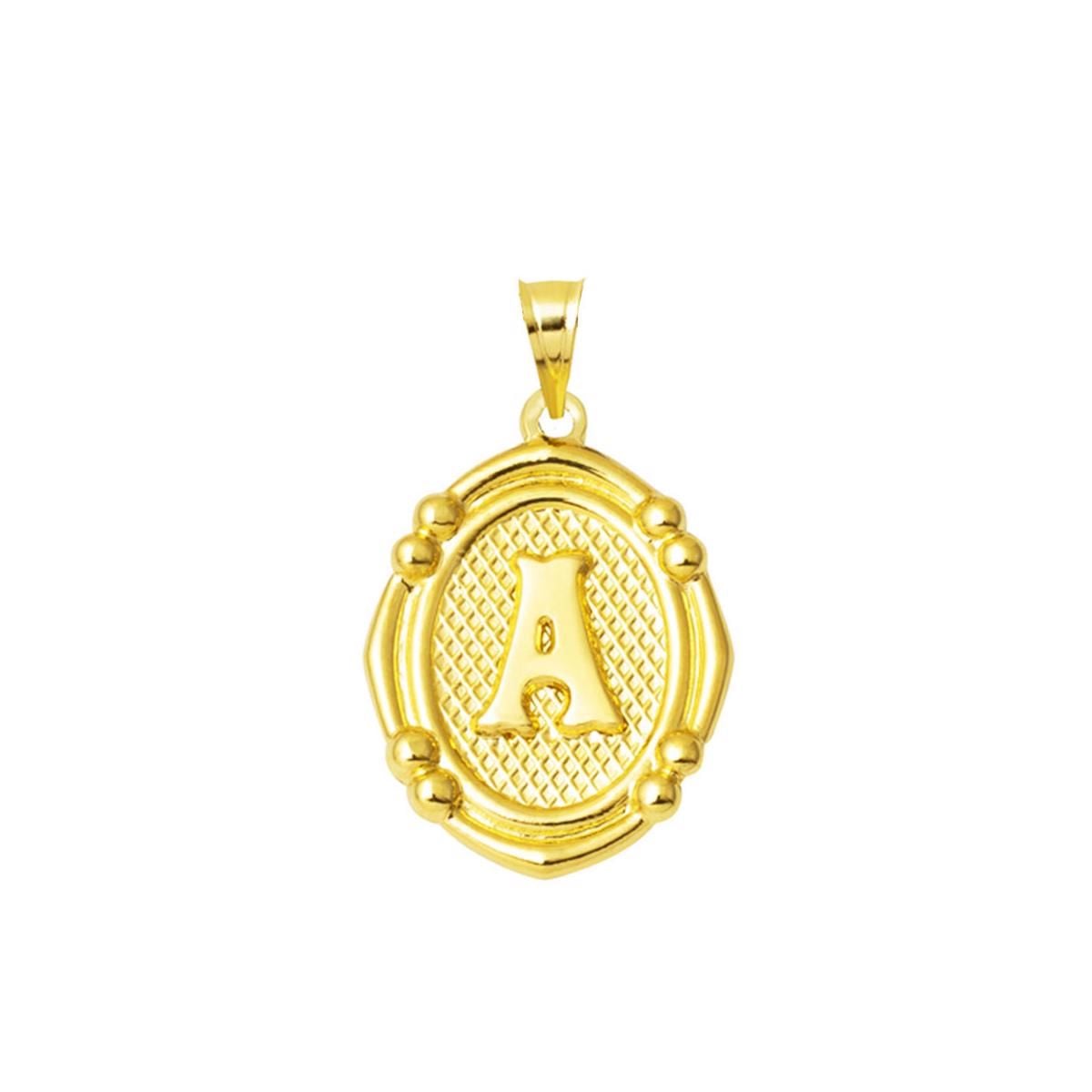 14K Yellow Gold Italian Initial A Pendant