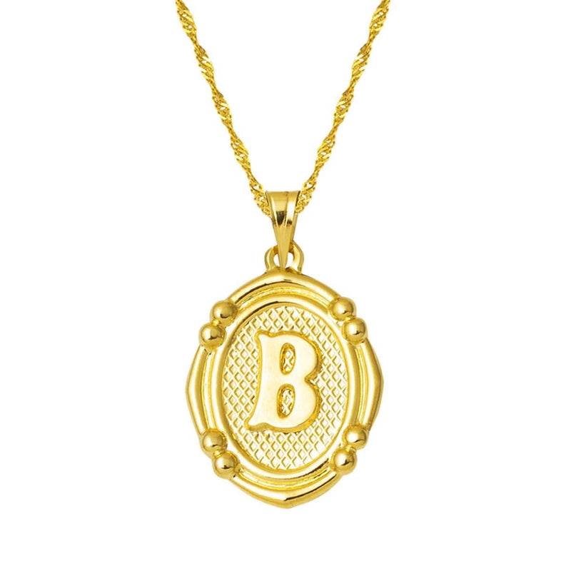 14K Yellow Gold Italian Initial B Necklace