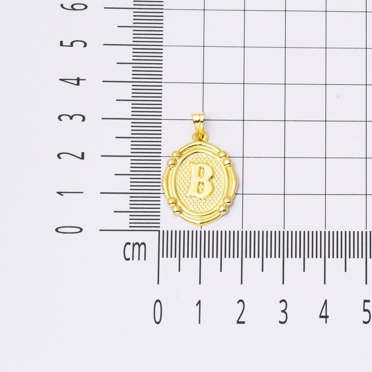 14K Yellow Gold Italian B Initial Pendant