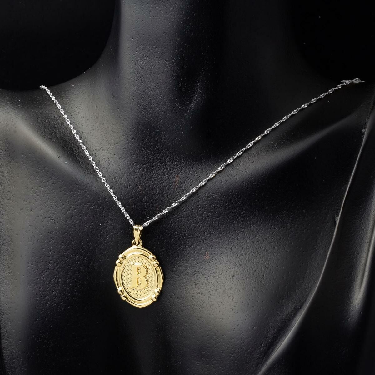 14K Yellow Gold Italian B Initial Pendant