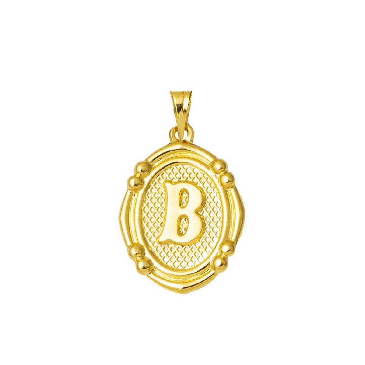 14K Yellow Gold Italian B Initial Pendant