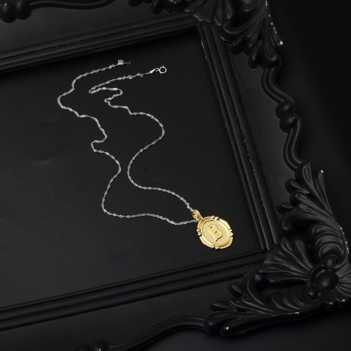 14K Yellow Gold Italian B Initial Pendant