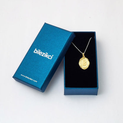 14K Yellow Gold Italian B Initial Pendant