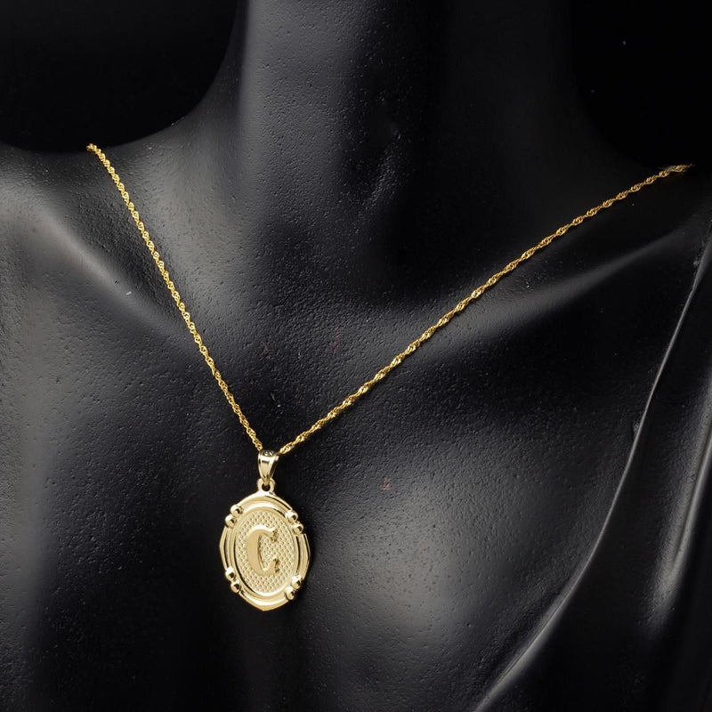 14K Yellow Gold Italian Initial C Necklace