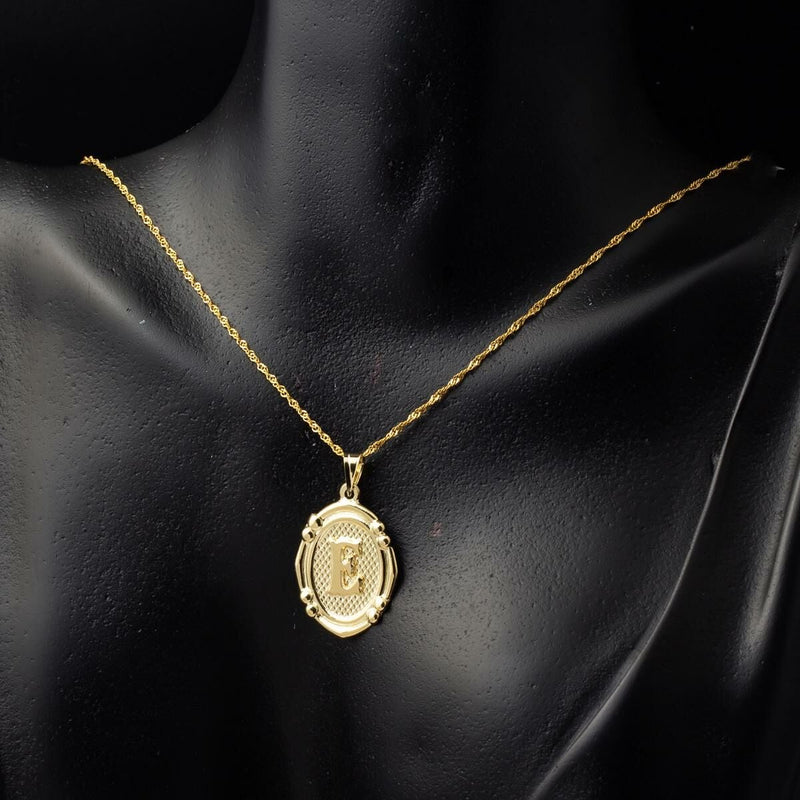 14K Yellow Gold Italian E Initial Necklace