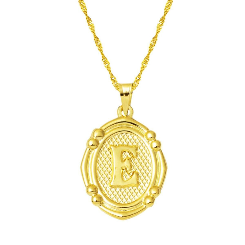 14K Yellow Gold Italian E Initial Necklace