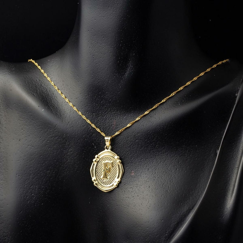 14K Yellow Gold Italian Initial F Necklace