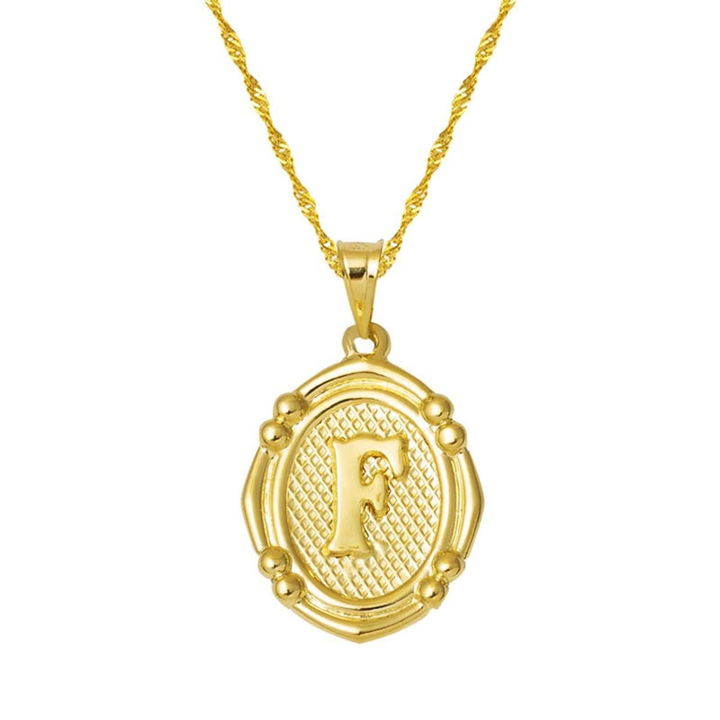 14K Yellow Gold Italian Initial F Necklace