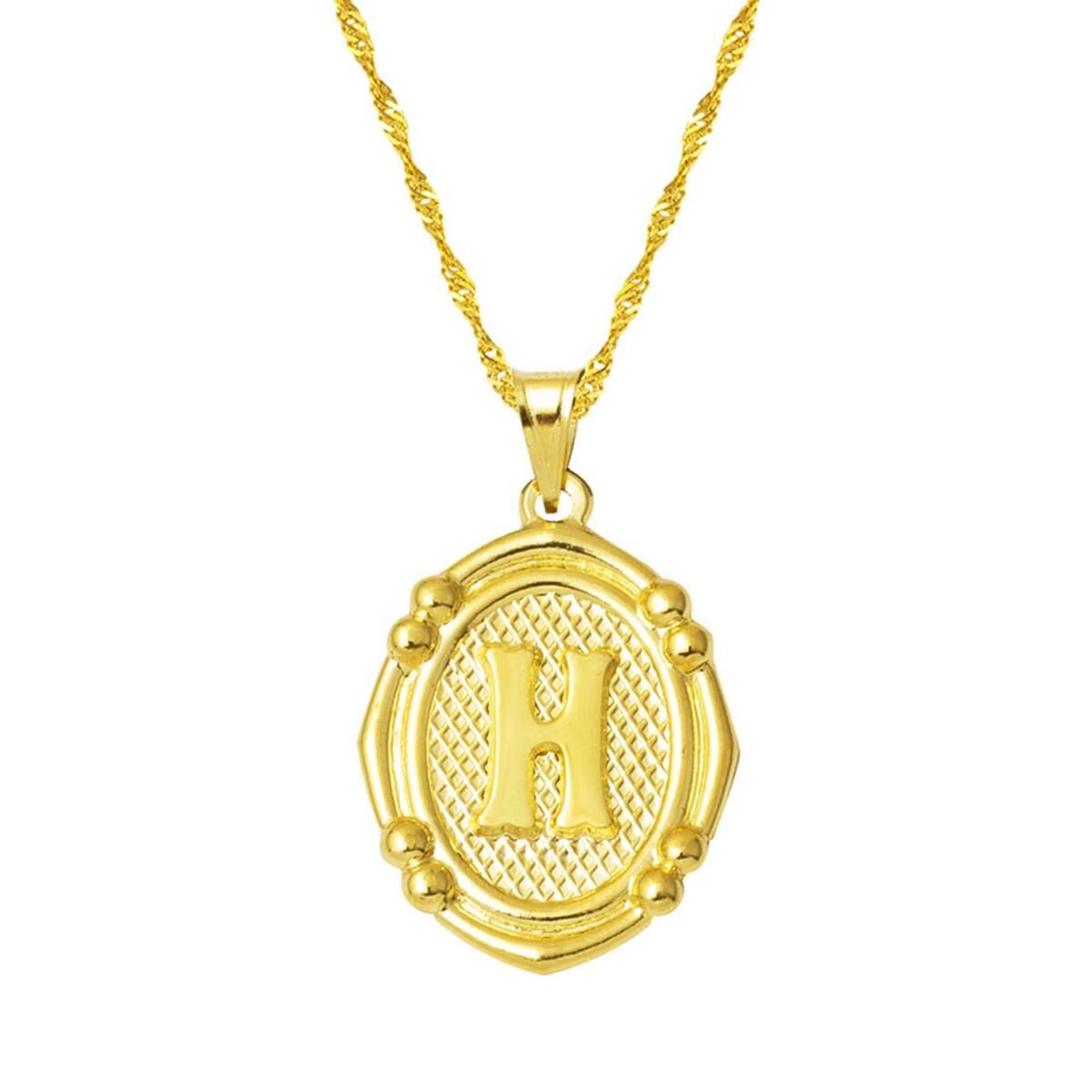 14K Yellow Gold Italian Initial H Necklace