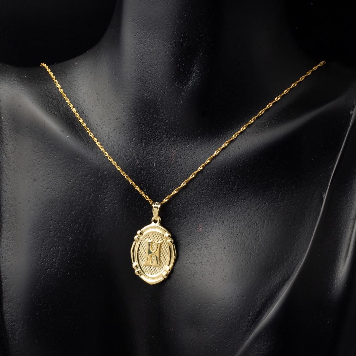 14K Yellow Gold Italian Initial H Necklace