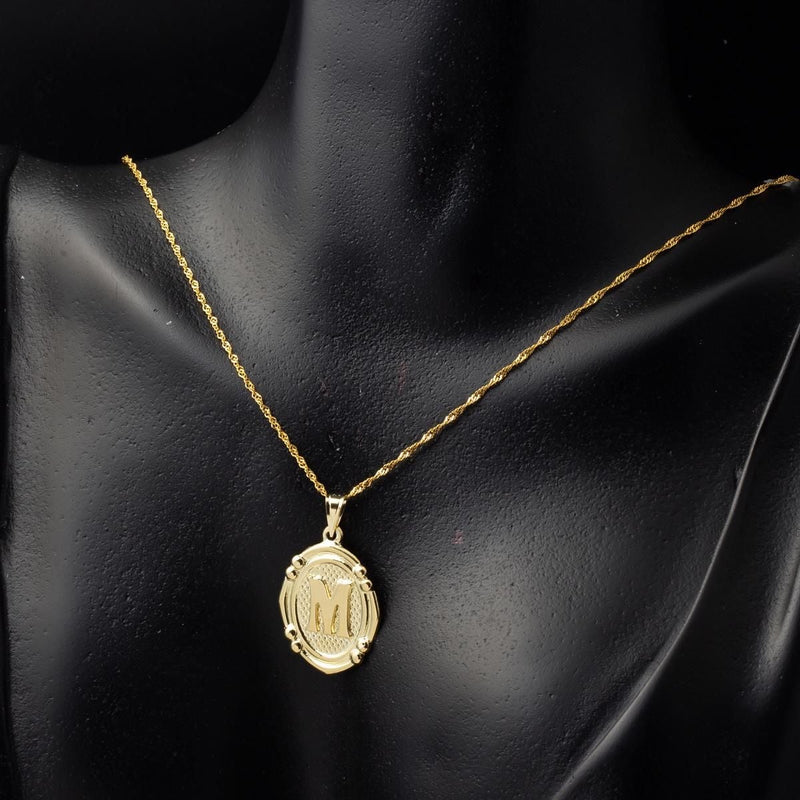 14K Yellow Gold Italian M Initial Necklace