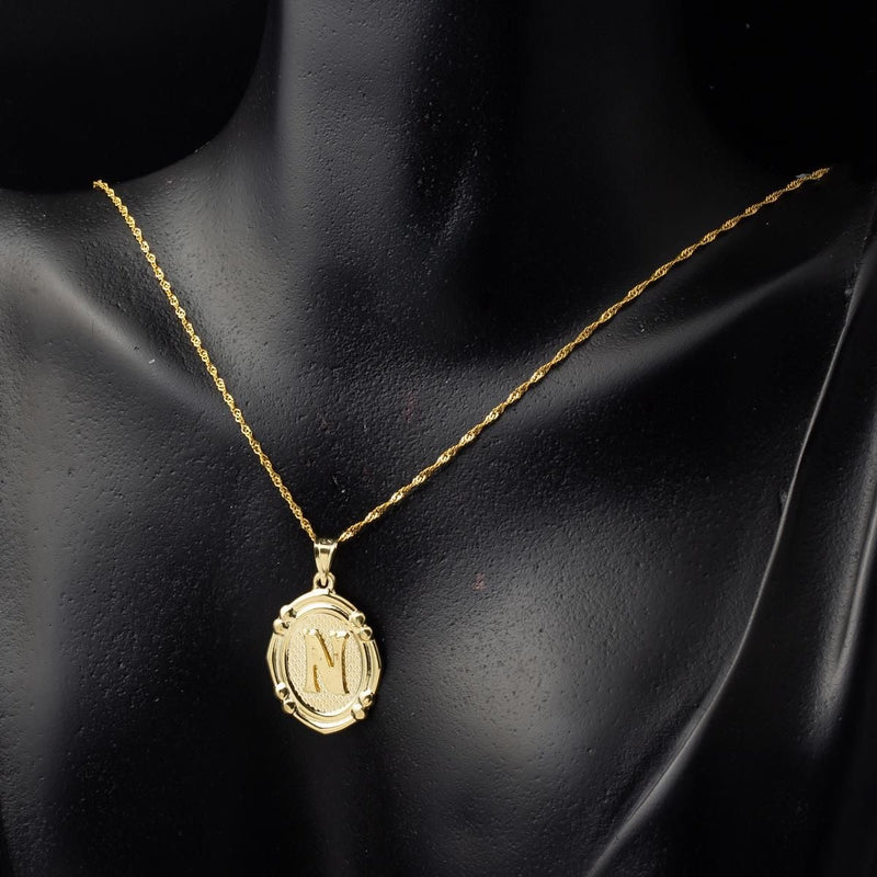 14K Yellow Gold Italian Initial N Necklace