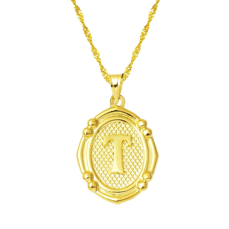 14K Yellow Gold Italian Initial T Necklace