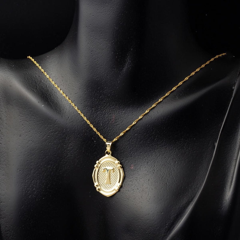 14K Yellow Gold Italian Initial T Necklace