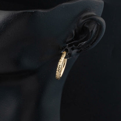 14K Yellow Gold Hand Engraved Hoop Earrings (1.92 g)