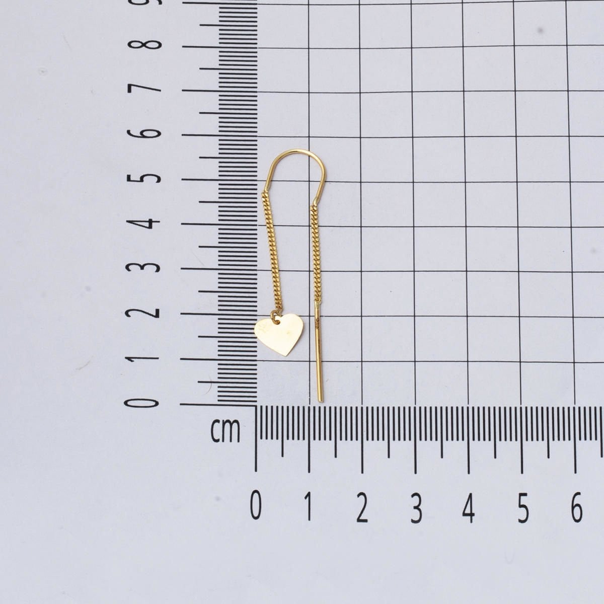 14K Yellow Gold Heart Chain Earrings