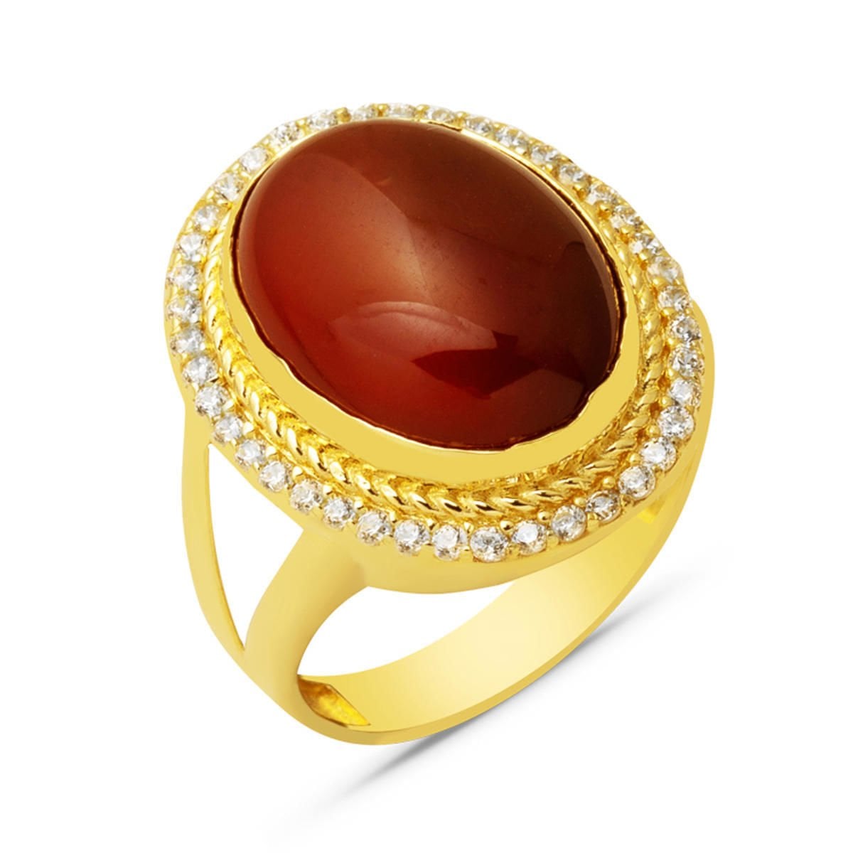 14K Yellow Gold Red Agate Ring