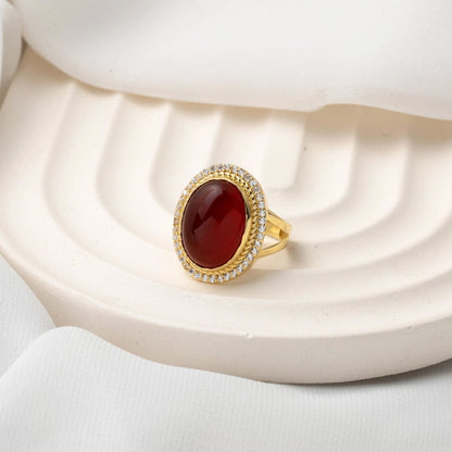 14K Yellow Gold Red Agate Ring