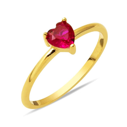 14K Yellow Gold Rose Heart Cubic Zirconia Ring (1.56 g)
