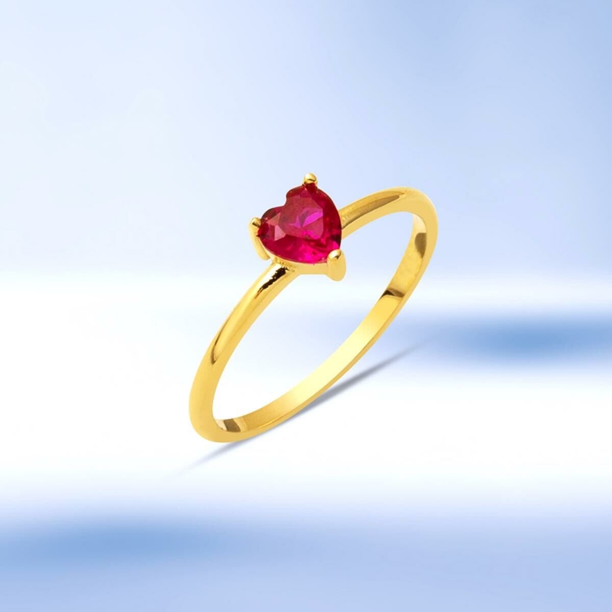 14K Yellow Gold Rose Heart Cubic Zirconia Ring (1.56 g)