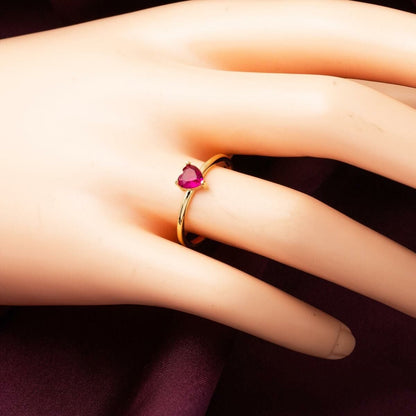 14K Yellow Gold Rose Heart Cubic Zirconia Ring (1.56 g)