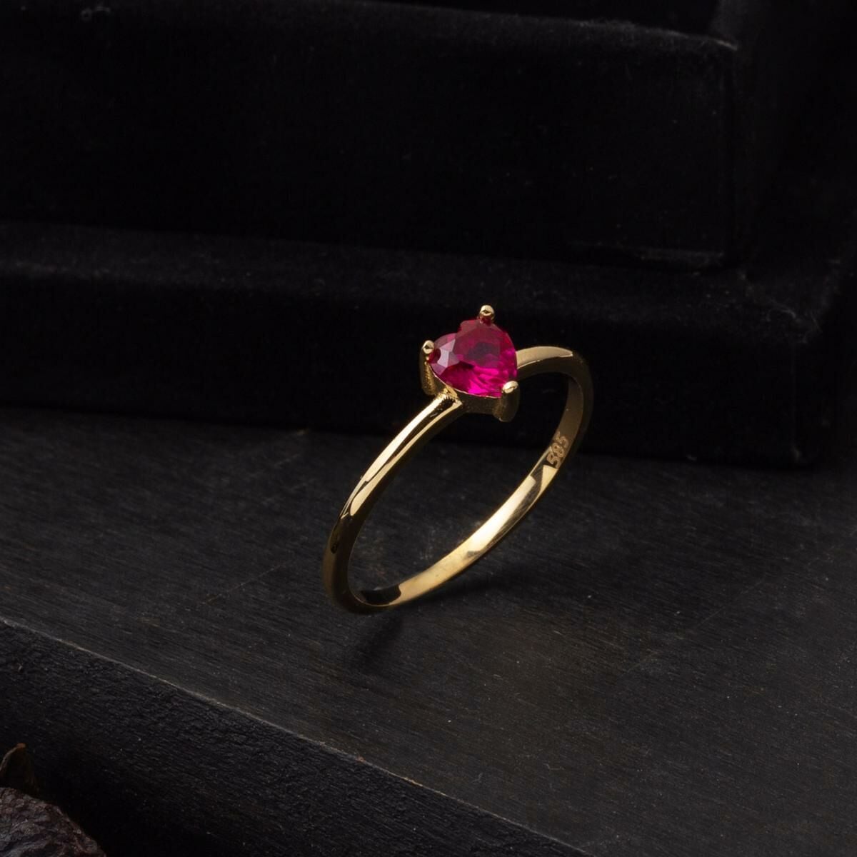 14K Yellow Gold Rose Heart Cubic Zirconia Ring (1.56 g)