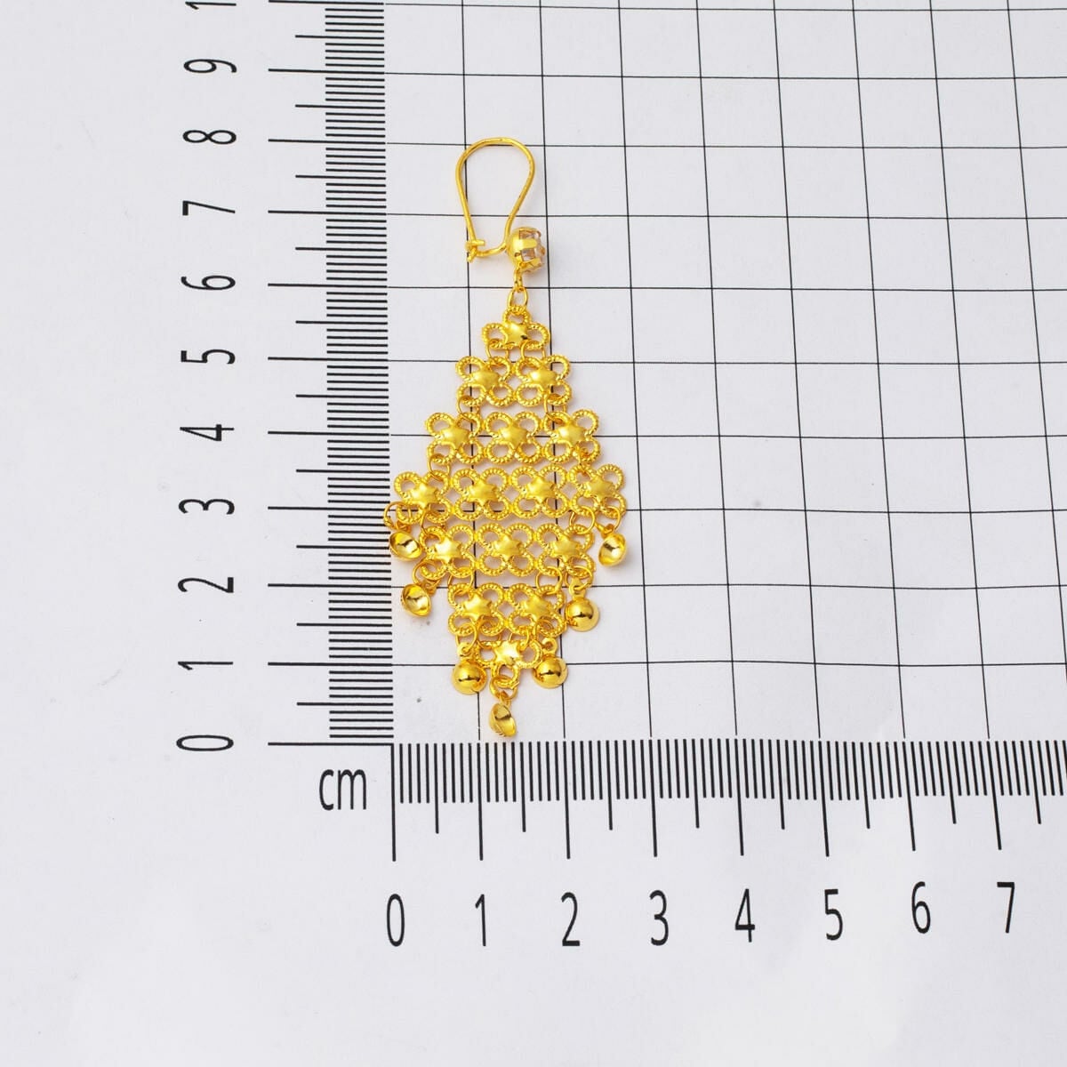 14K Yellow Gold Granulated Indian Style Cubic Zirconia Earrings