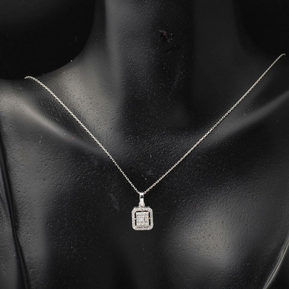 14K White Gold Classic Baguette Cubic Zirconia Set