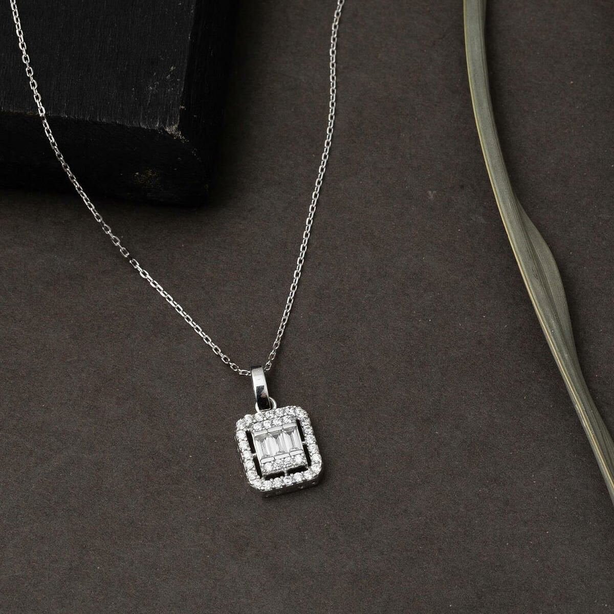 14K White Gold Classic Baguette Cubic Zirconia Set