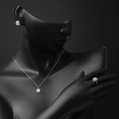 14K White Gold Classic Baguette Cubic Zirconia Set