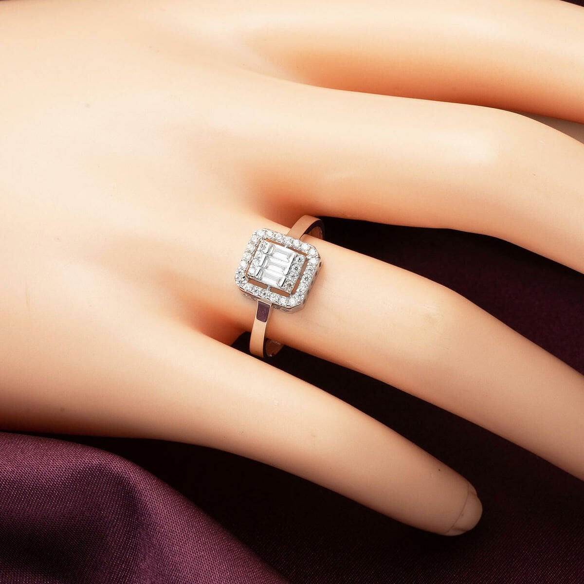 14K White Gold Classic Baguette Cubic Zirconia Set