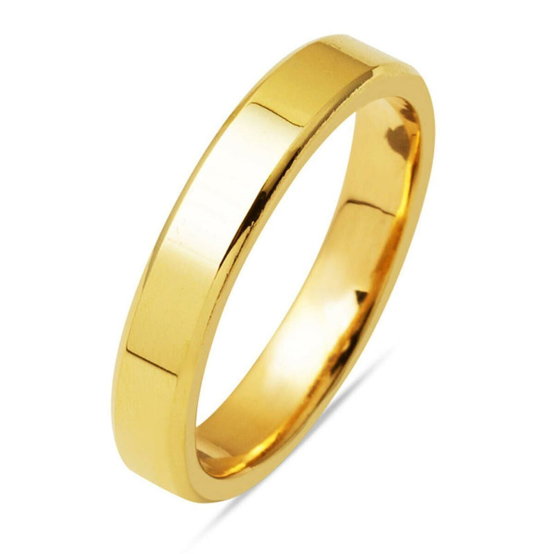14K Yellow Gold Classic Square-Cut 4 mm Men's Wedding Band