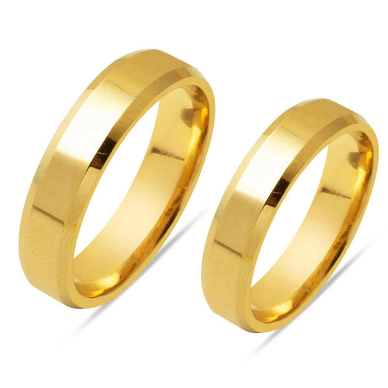 14K Yellow Gold Classic Square-Cut Double Wedding Band 5 mm