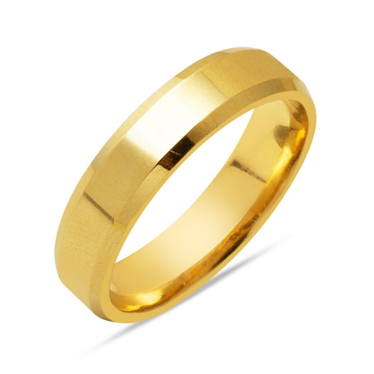 14K Yellow Gold Classic Square-Cut Men's Wedding Band 5 mm