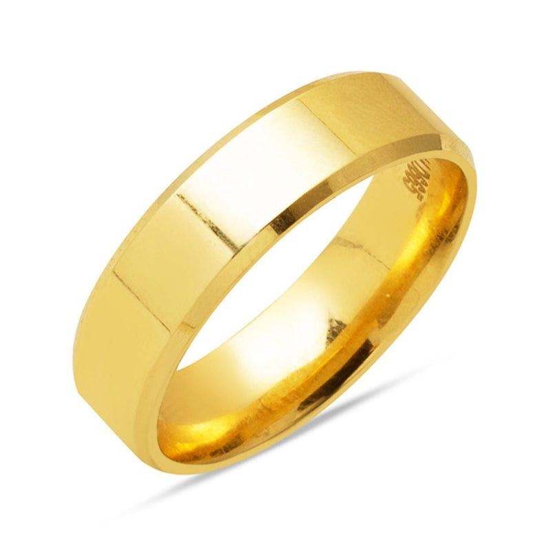 14K Yellow Gold Classic Square-Cut Men's Wedding Band 6 mm