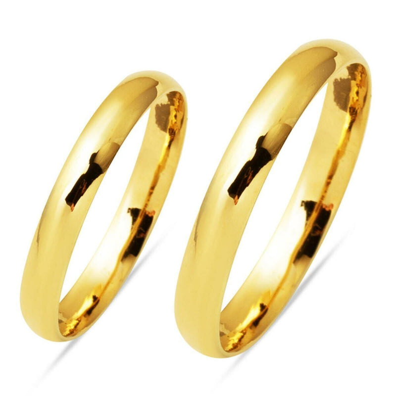 14K Yellow Gold Classic Oval Double Wedding Band 3 mm