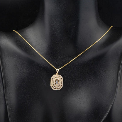 14K Yellow Gold Square-Cut Baguette Cubic Zirconia Necklace