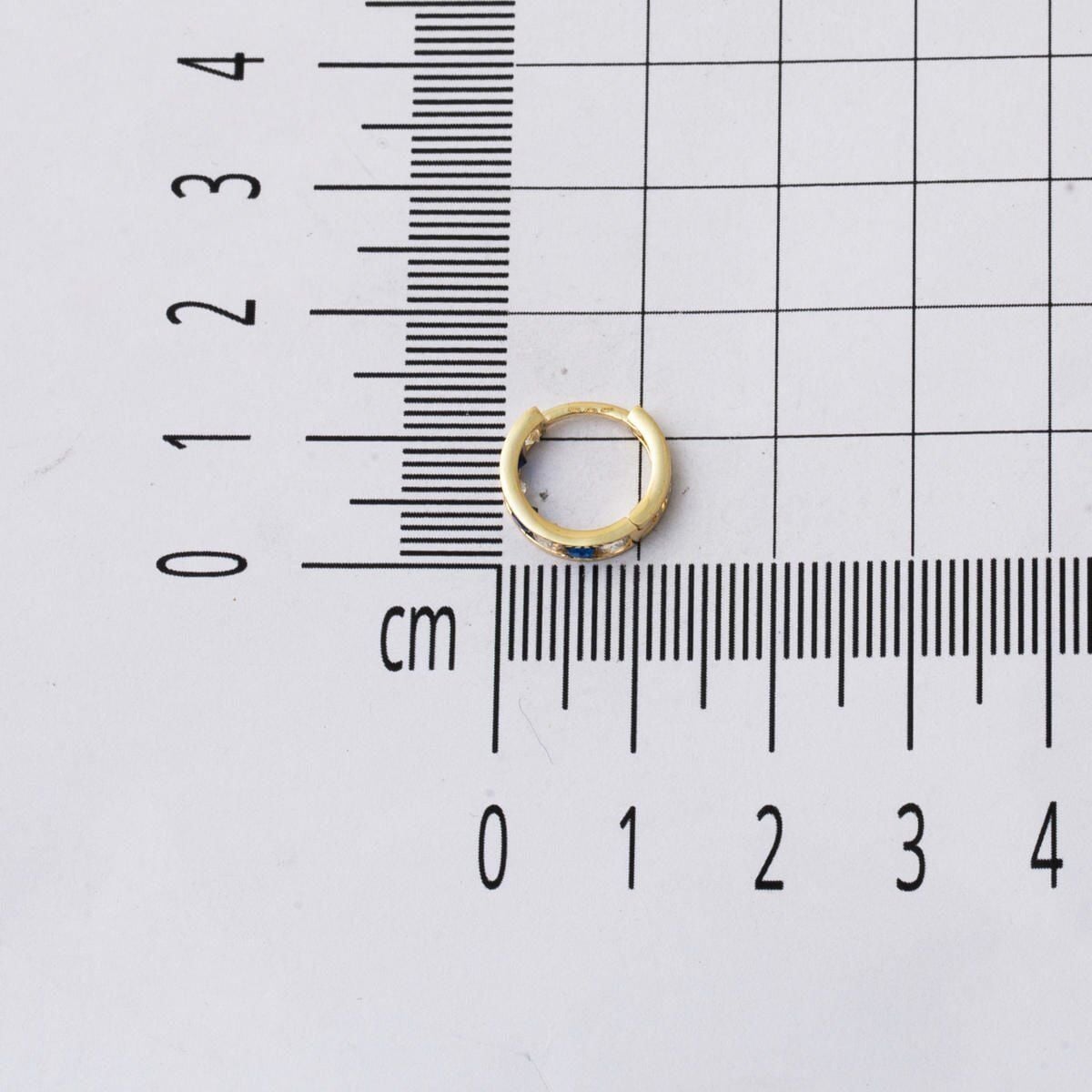 14K Yellow Gold Navy Blue Cubic Zirconia Hoop Children's Earrings