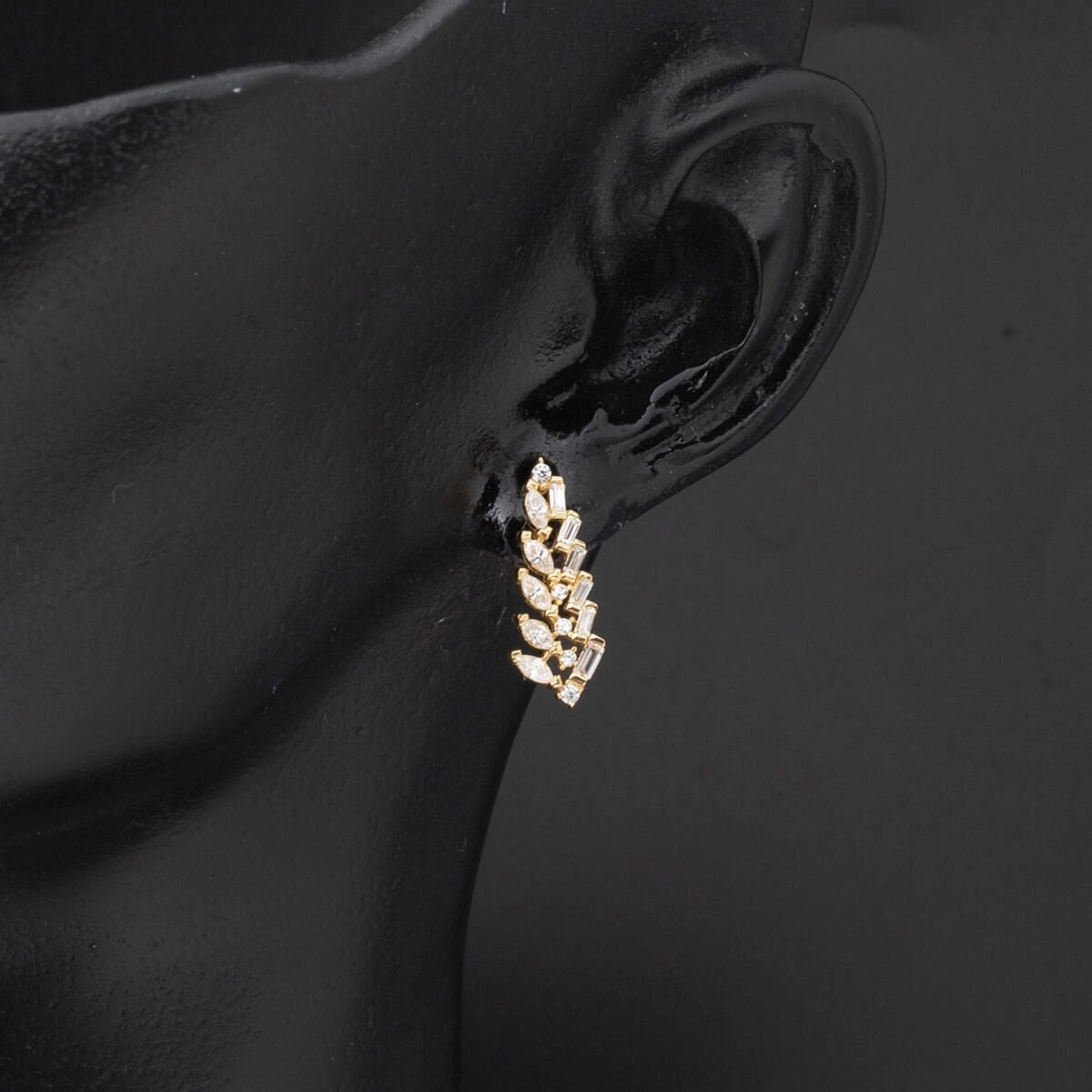 14K Yellow Gold Marquise Baguette Cubic Zirconia Engagement Set
